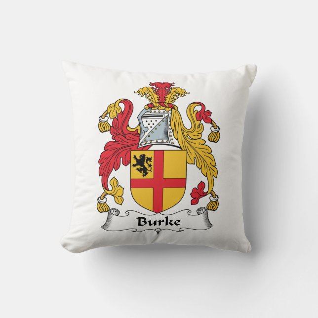 Burke Family Crest Throw Pillow (Front)