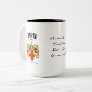 Burke Family Crest, Translation & Meaning Two-Tone Coffee Mug