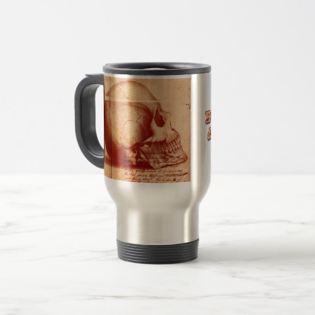 Burke & Hare skull head travel mug (Front Left)