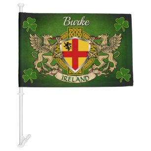 Burke Irish Shield & Celtic Cross Personalized Car Flag