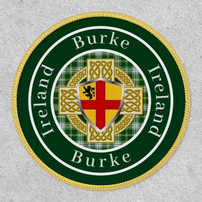 Burke Irish Shield & Celtic Cross Personalized Patch (Front)
