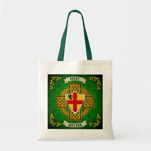Burke Irish Shield  Celtic Cross Personalized  Tote Bag