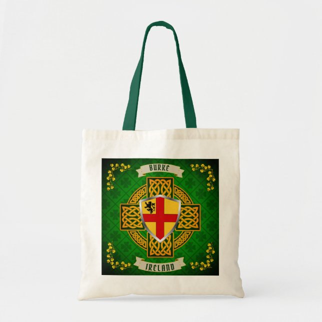 Burke Irish Shield & Celtic Cross Personalized  Tote Bag (Front)