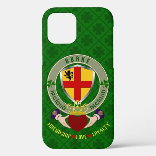 Burke Irish Shield  Claddagh Personalized iPhone 12 Case