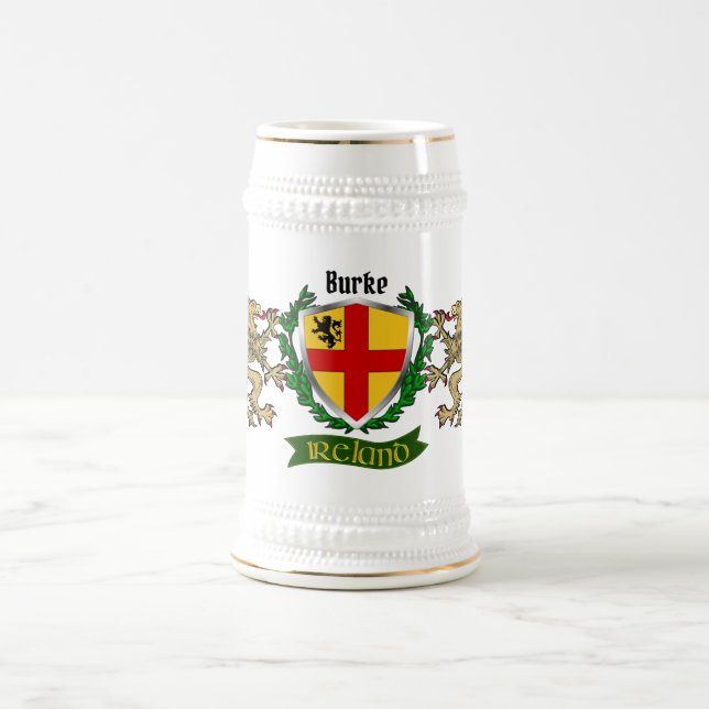 Burke Irish Shield Personalized Beer Stein (Center)
