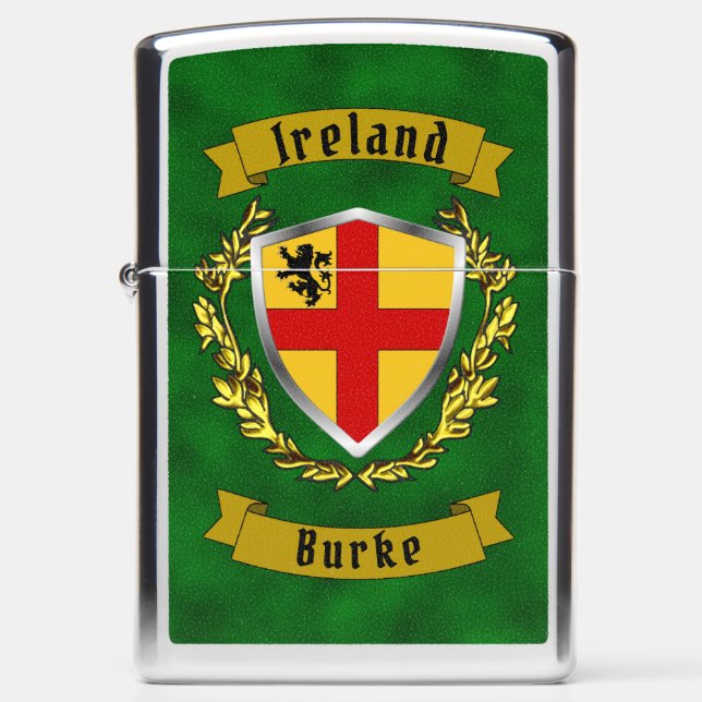 Burke Irish Shield Personalized   Zippo Lighter (Front)