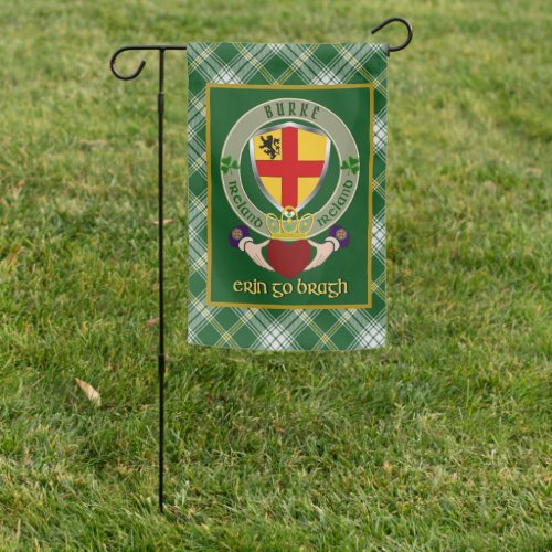 Burke Irish Shield wCladdagh Personalized  Garden Flag