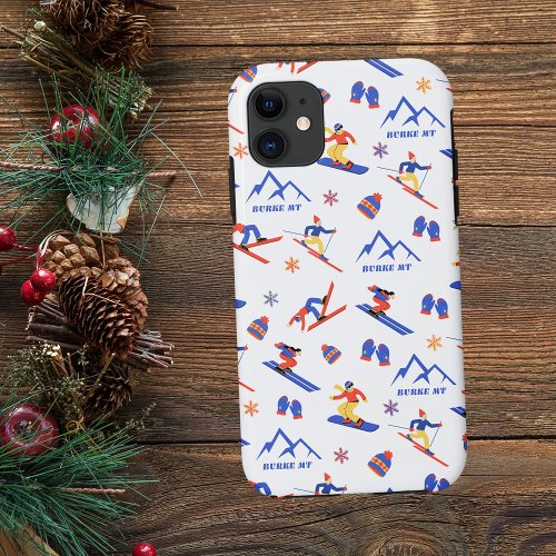 Burke Mountain Vermont Ski Snowboard Pattern iPhone 11 Case