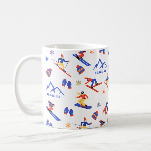 Burke Mountain Vermont Ski Snowboard Pattern Coffee Mug