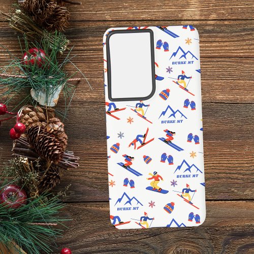 Burke Mountain Vermont Ski Snowboard Pattern Samsung Galaxy S21 Ultra Case