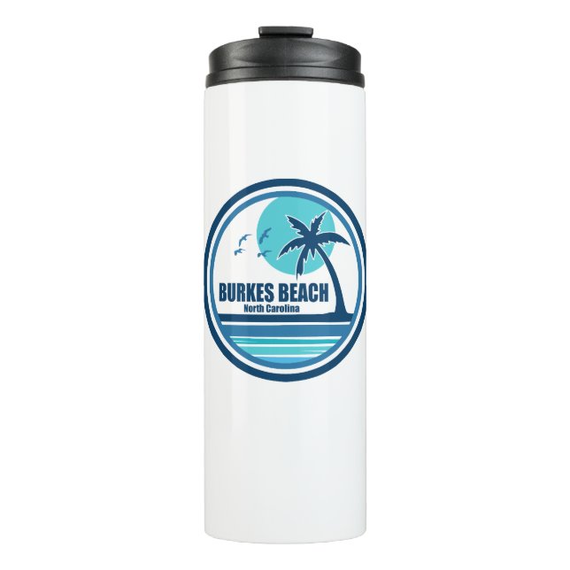 Burkes Beach South Carolina Palm Tree Birds Thermal Tumbler (Front)