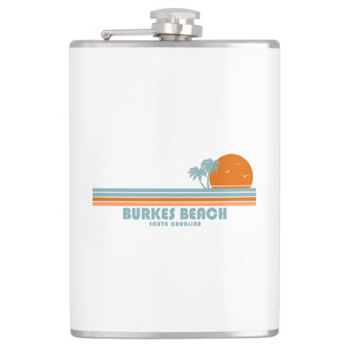 Burkes Beach South Carolina Sun Palm Trees Flask