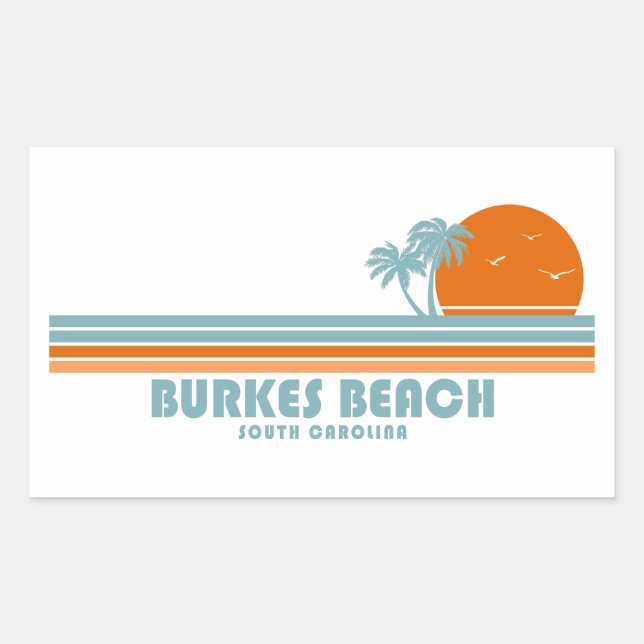 Burkes Beach South Carolina Sun Palm Trees Rectangular Sticker (Front)