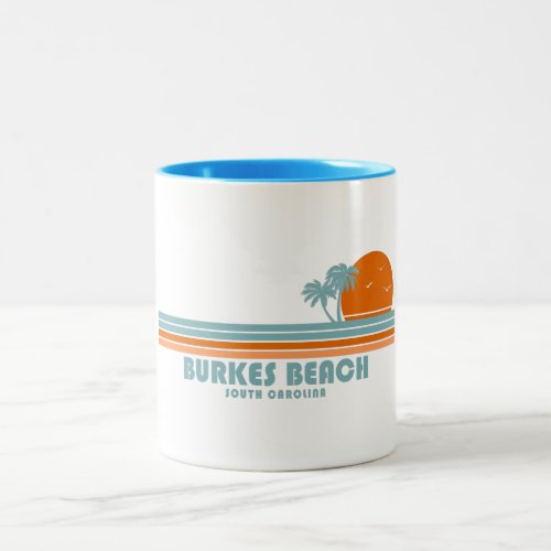 Burkes Beach South Carolina Sun Palm Trees Two_Tone Coffee Mug