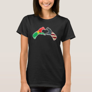 Burkina Faso American USA Flag USA Burkinabe Hea T-Shirt