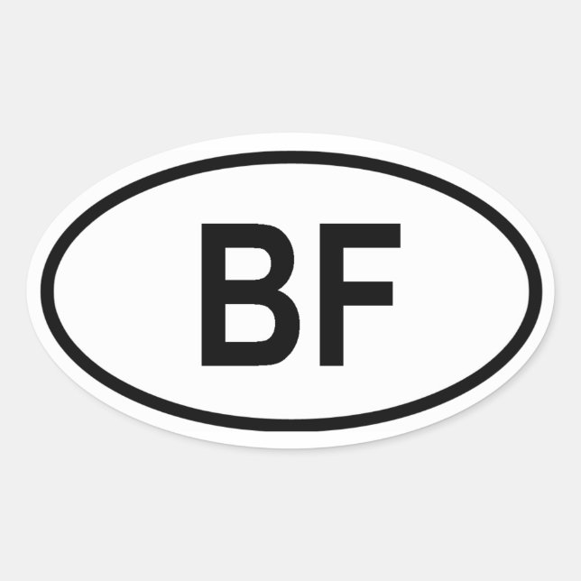 Burkina Faso "BF" Oval Sticker (Front)