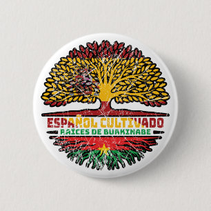 Burkina Faso Burkinabe Spanish Spain Tree Roots Button