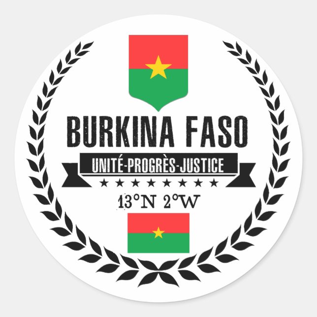 Burkina Faso Classic Round Sticker (Front)