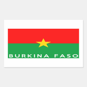 burkina faso country flag text name rectangular sticker
