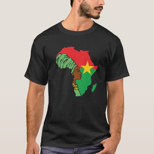 Burkina Faso Flag Africa Map Ethnic Heritage Black T_Shirt