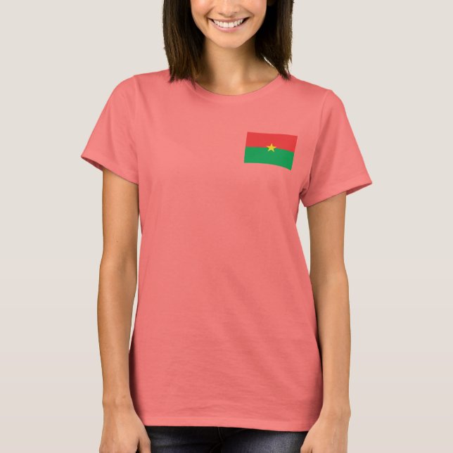 Burkina Faso Flag and Map dk T-Shirt (Front)