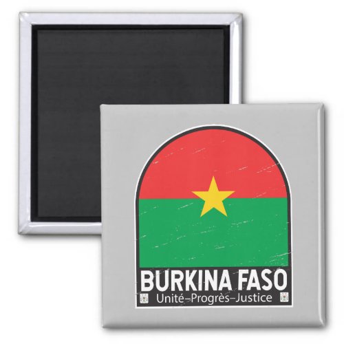 Burkina Faso Flag Emblem Distressed Vintage Magnet