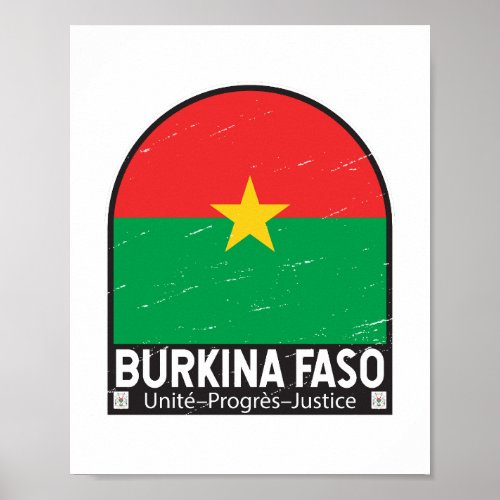 Burkina Faso Flag Emblem Distressed Vintage Poster
