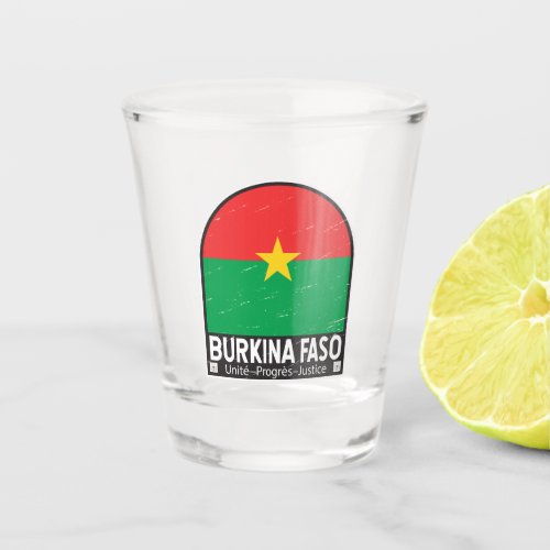Burkina Faso Flag Emblem Distressed Vintage Shot Glass