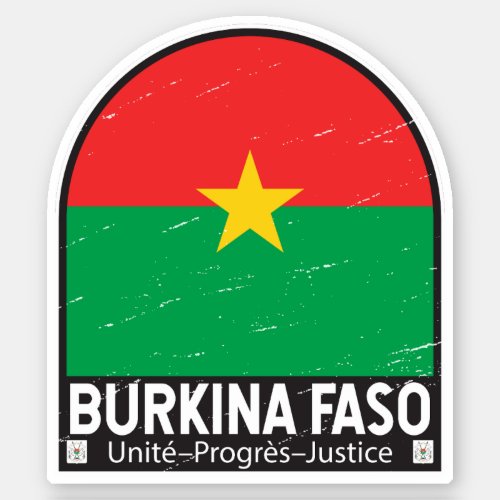 Burkina Faso Flag Emblem Distressed Vintage Sticker