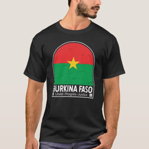 Burkina Faso Flag Emblem Distressed Vintage T_Shirt