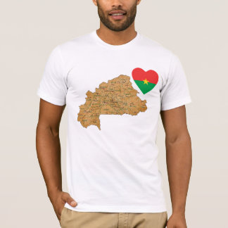 Burkina Faso Flag Heart and Map T-Shirt