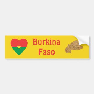 Burkina Faso Flag Heart + Map Bumper Sticker