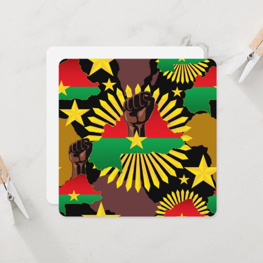 Burkina Faso Map, Flag and Revolution Fist (Front/Back In Situ)