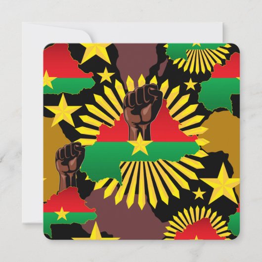 Burkina Faso Map, Flag and Revolution Fist (Front)
