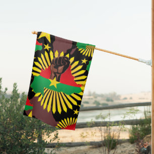 Burkina Faso Map, Flag and Revolution Fist