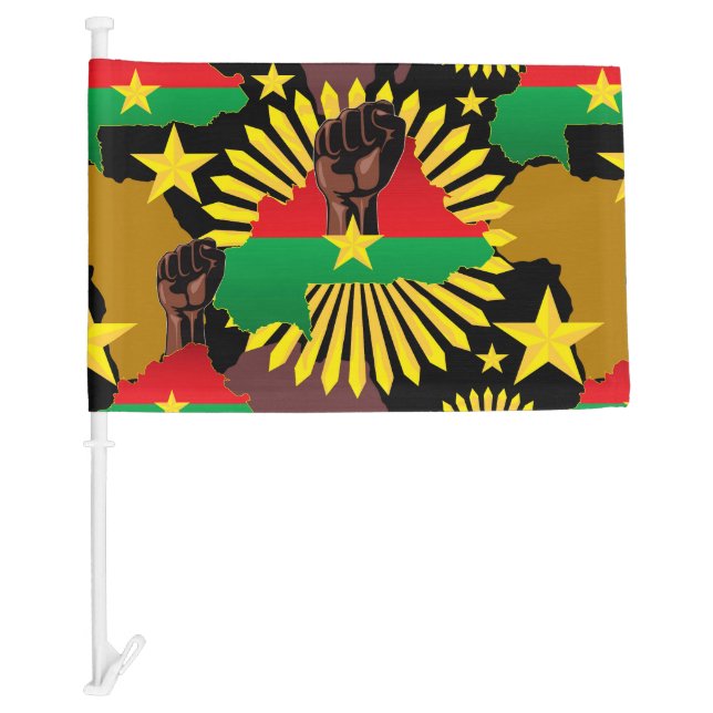 Burkina Faso Map, Flag and Revolution Fist (Front)