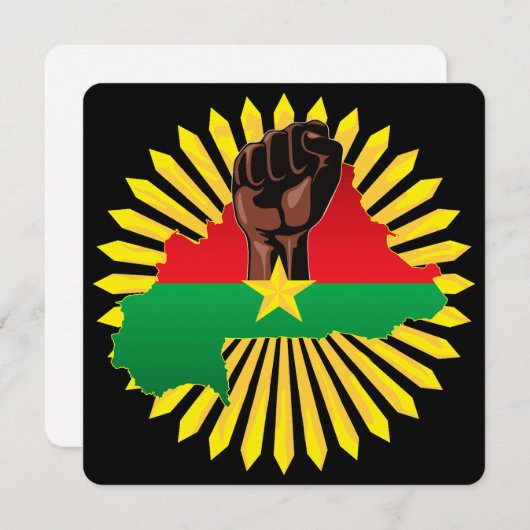 Burkina Faso Map, Flag and Revolution Fist (Front/Back)