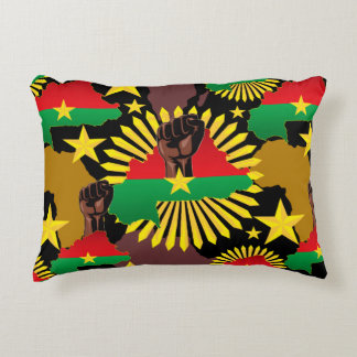 Burkina Faso Map, Flag and Revolution Fist Accent Pillow