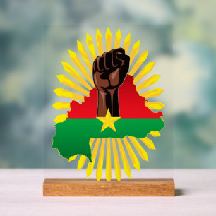 Burkina Faso Map, Flag and Revolution Fist Acrylic Sign