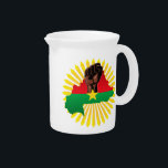 Burkina Faso Map, Flag and Revolution Fist Beverage Pitcher<br><div class="desc">Burkina Faso map with its Flag,  and a symbolic Revolution Fist representing Power,  Rise,  Resistance,  Fight for Freedom,  on Abstract Bright Sun Rays. Original Vector Illustration Copyright BluedarkArt TheChameleonArt.</div>