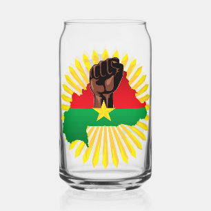 Burkina Faso Map, Flag and Revolution Fist Can Glass