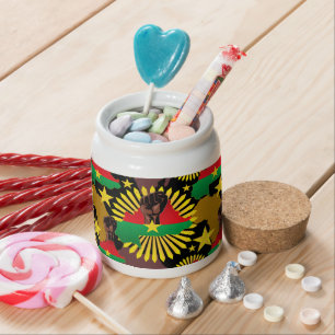 Burkina Faso Map, Flag and Revolution Fist Candy Jar