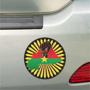 Burkina Faso Map, Flag and Revolution Fist Car Magnet