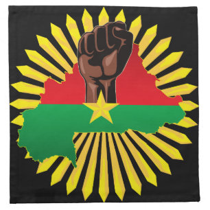 Burkina Faso Map, Flag and Revolution Fist Cloth Napkin