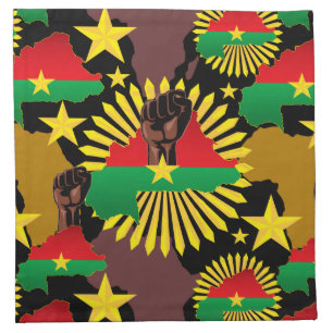 Burkina Faso Map, Flag and Revolution Fist Cloth Napkin