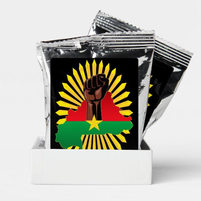 Burkina Faso Map, Flag and Revolution Fist Coffee Drink Mix (Pair)