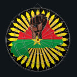 Burkina Faso Map, Flag and Revolution Fist Dart Board<br><div class="desc">Burkina Faso map with its Flag,  and a symbolic Revolution Fist representing Power,  Rise,  Resistance,  Fight for Freedom,  on Abstract Bright Sun Rays. Original Vector Illustration Copyright BluedarkArt TheChameleonArt.</div>