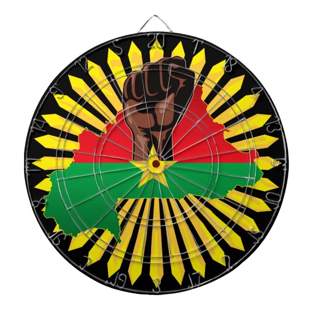 Burkina Faso Map, Flag and Revolution Fist Dart Board (Front)