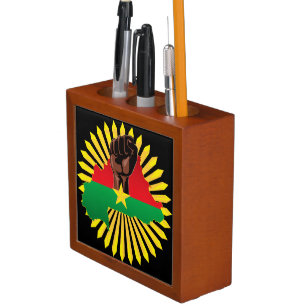 Burkina Faso Map, Flag and Revolution Fist Desk Organizer