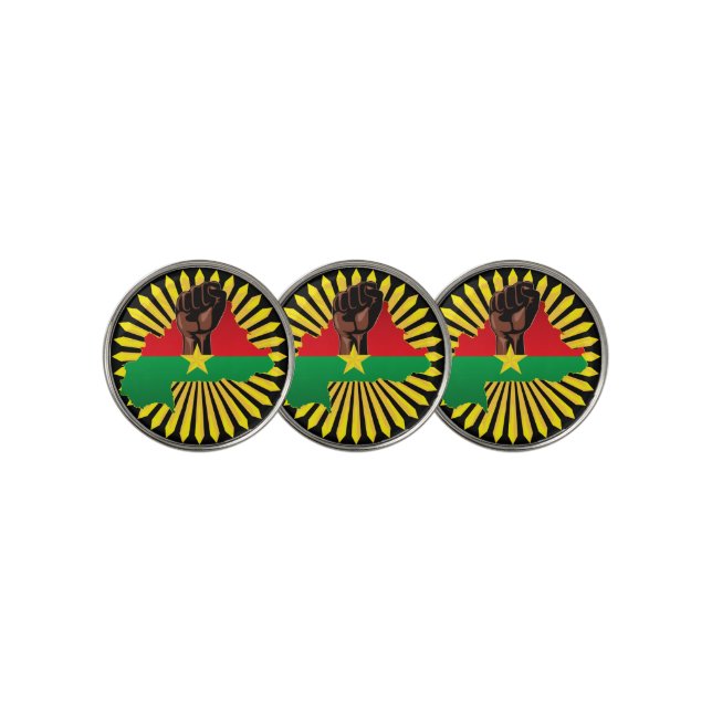 Burkina Faso Map, Flag and Revolution Fist Golf Ball Marker (3 Up)